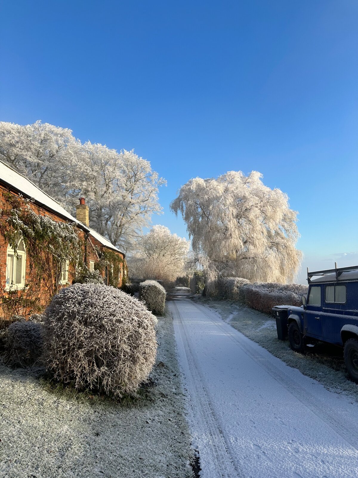 Jolls Cottage in a frosty winter landscape